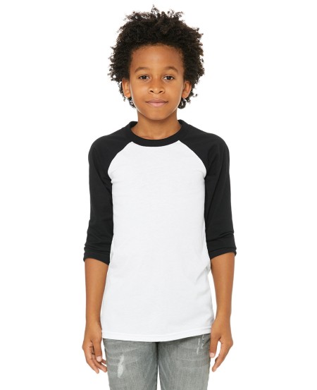 Bella + Canvas 3200Y Youth 3/4-Sleeve Baseball T-Shirt