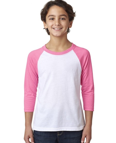 3352 Next Level Apparel Youth CVC 3/4 Sleeve Raglan Shirt