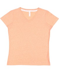 LAT 3591 Ladies' V-Neck Harborside Melange Jersey T-Shirt