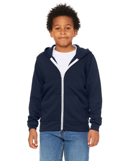 Bella + Canvas 3739Y Youth Sponge Fleece Full-Zip Hooded Sweatshirt