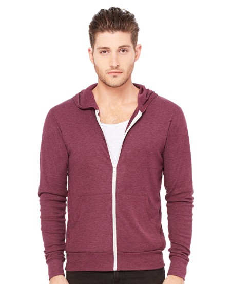 Bella + Canvas 3939 Unisex Triblend Full-Zip Lightweight Hoodie