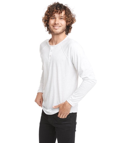 6072 Next Level Apparel Men's Tri Blend Long Sleeve Henley Shirt