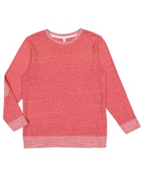 LAT 6965 Adult Harborside Melange French Terry Crewneck with Elbow Patches