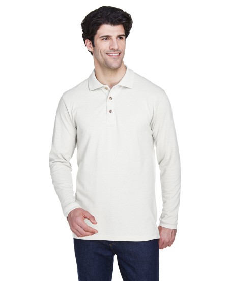 8532 UltraClub Adult Long-Sleeve Classic Pique Polo Shirt