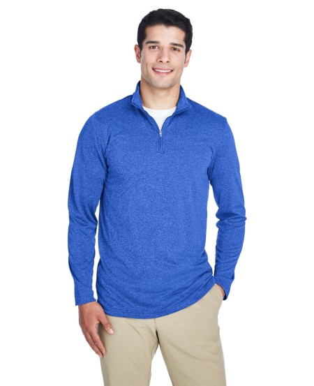 UltraClub 8618 Men's Cool & Dry Heathered Performance Quarter-Zip