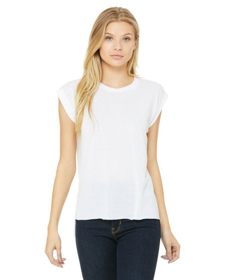 Bella + Canvas 8804 Ladies' Flowy Muscle T-Shirt with Rolled Cuff