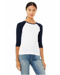 Bella + Canvas B2000 Ladies' Baby Rib 3/4-Sleeve Contrast Raglan T-Shirt