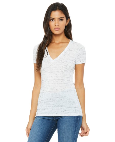 B6035 Bella + Canvas Ladies' Jersey Short Sleeve Deep V Neck T-Shirt