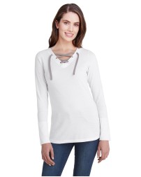 LAT LA3538 Ladies' Long Sleeve Fine Jersey Lace-Up T-Shirt