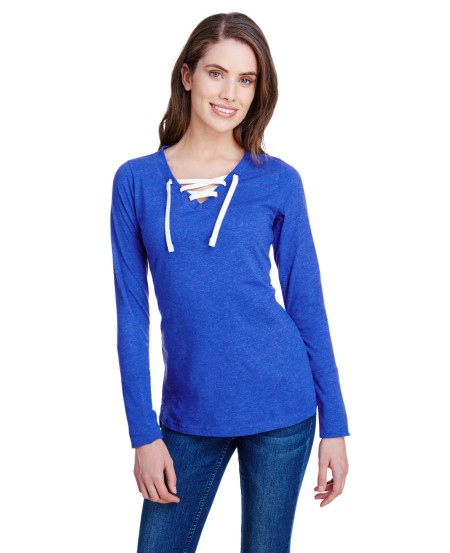 LAT LA3538 Ladies' Long Sleeve Fine Jersey Lace-Up T-Shirt