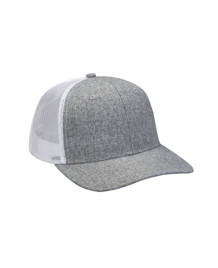 Adams PV102 Heather Woven/Soft Mesh Trucker Style Cap