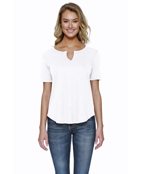 StarTee ST1422 Ladies' CVC Slit V-Neck T-Shirt