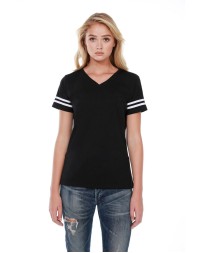 StarTee ST1433 Ladies' CVC Striped Varsity T-Shirt